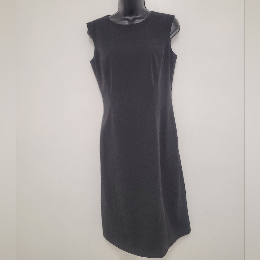 Calvin Klein Black Sleeveless Modest Career Office Sheath Dress sz 4 CD7E1414